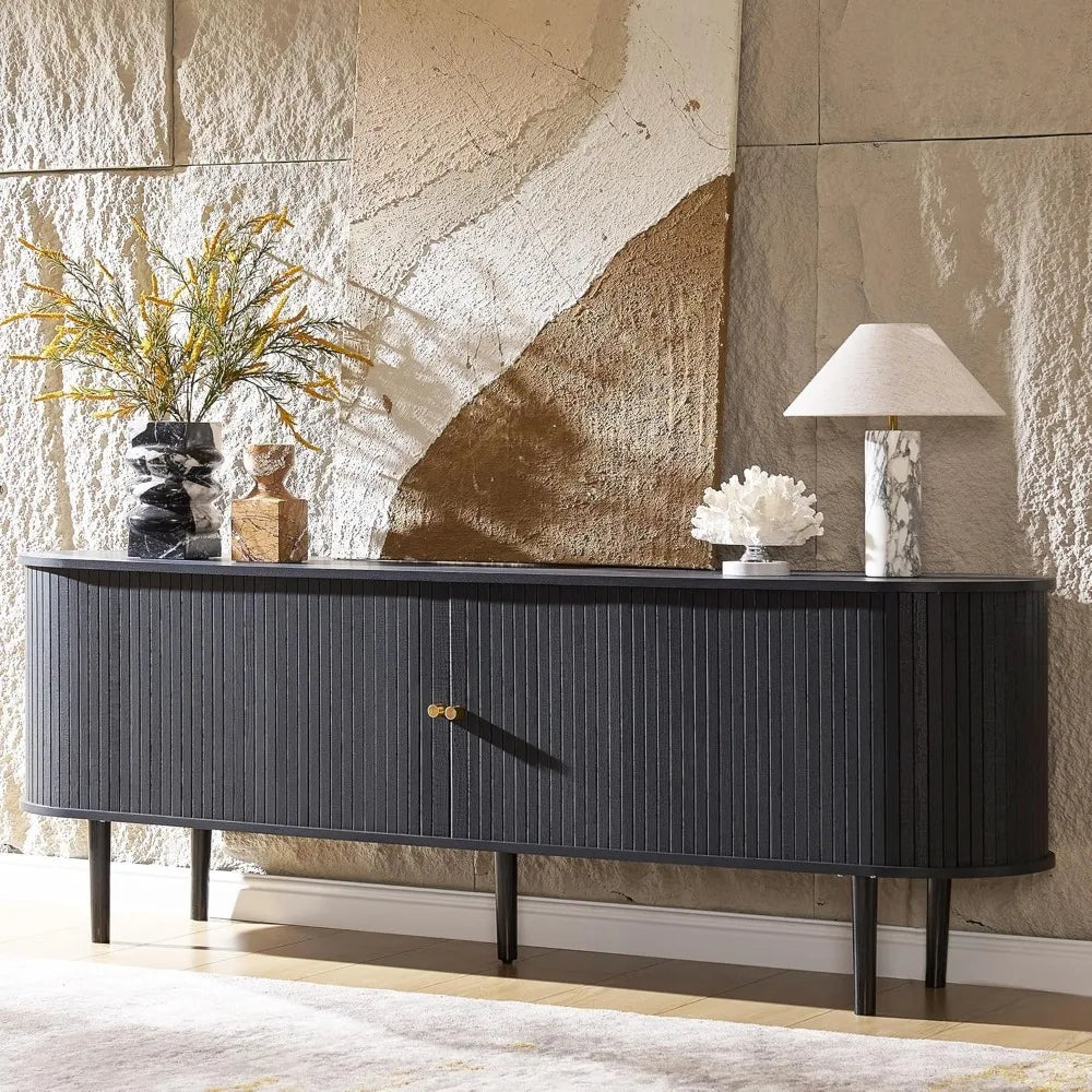 Mid Century Modern Wood TV Stand With Storage Console