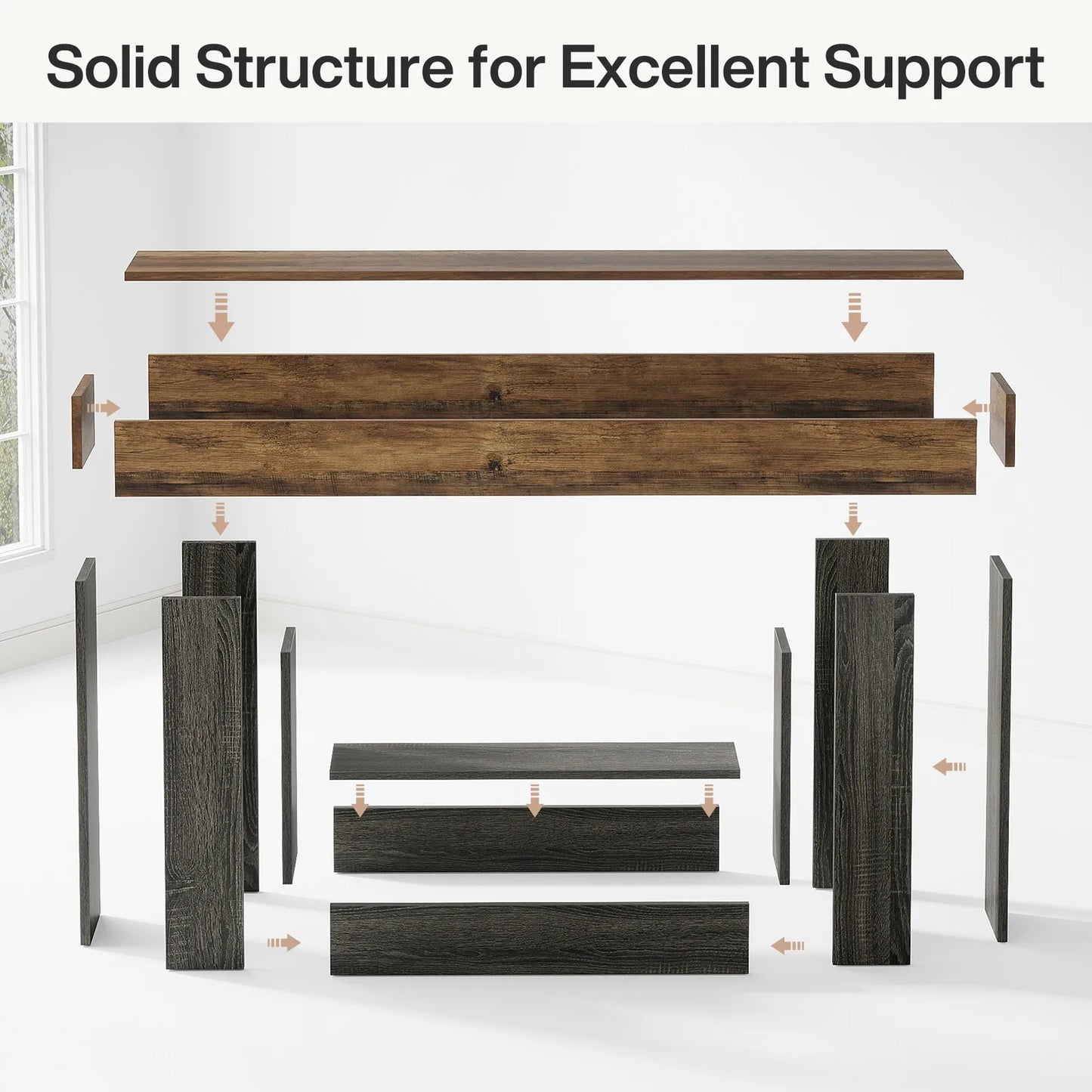 Farmhouse 2-Tier Console Table For Narrow Entryway Wood Sofa Table
