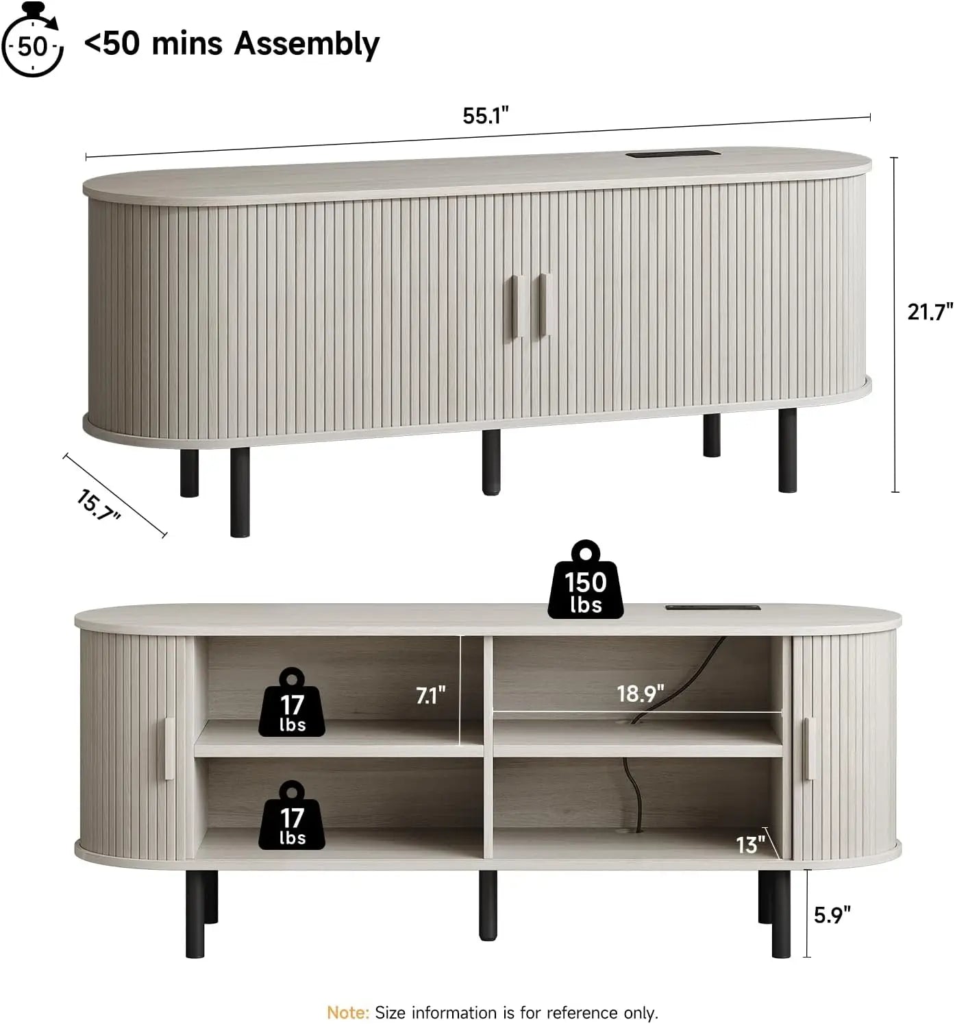 TV Stand With Power Outlet Entertainment Center And Sliding Doors