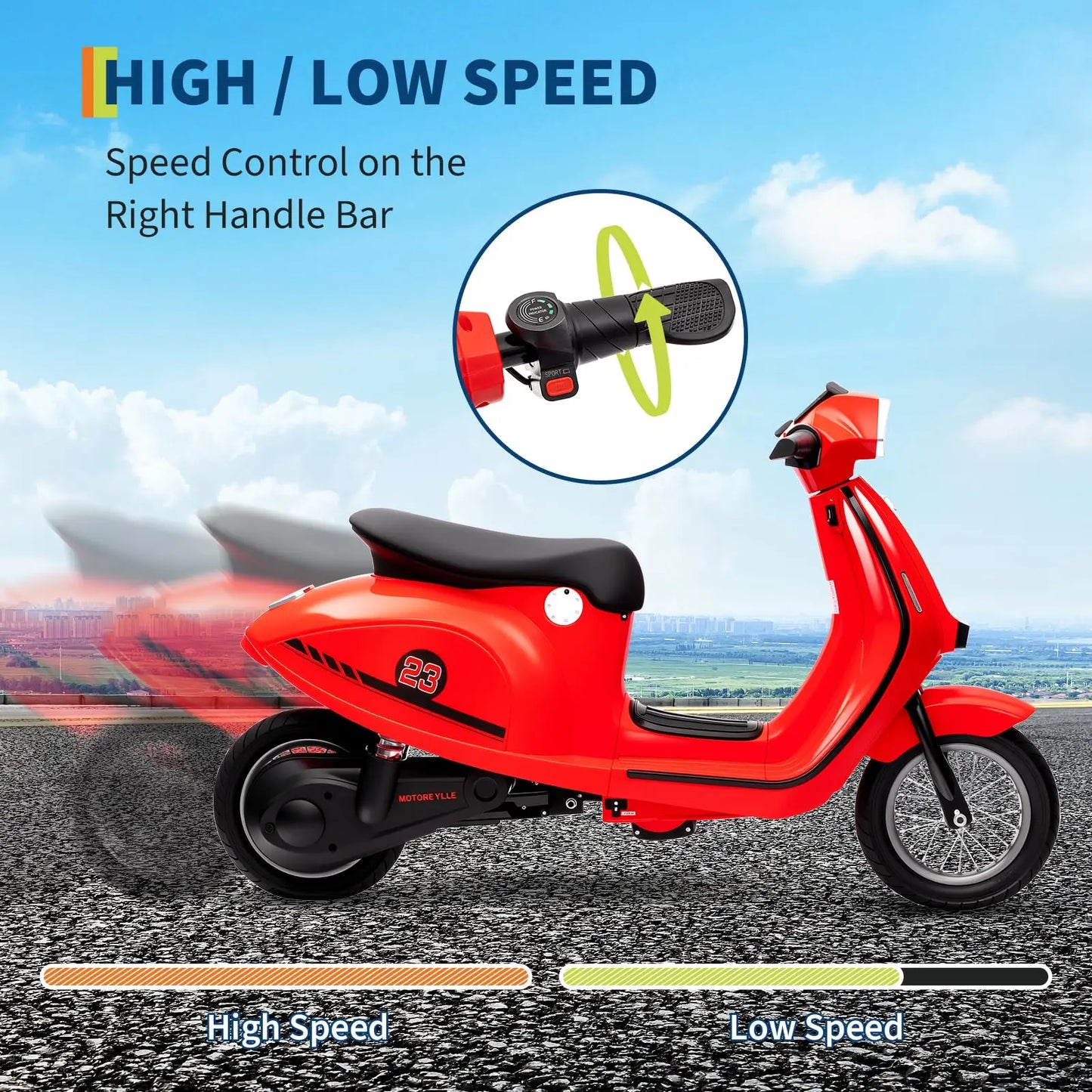 Kids 24V Electric Motorcycle Dual Mode Ride On Toy