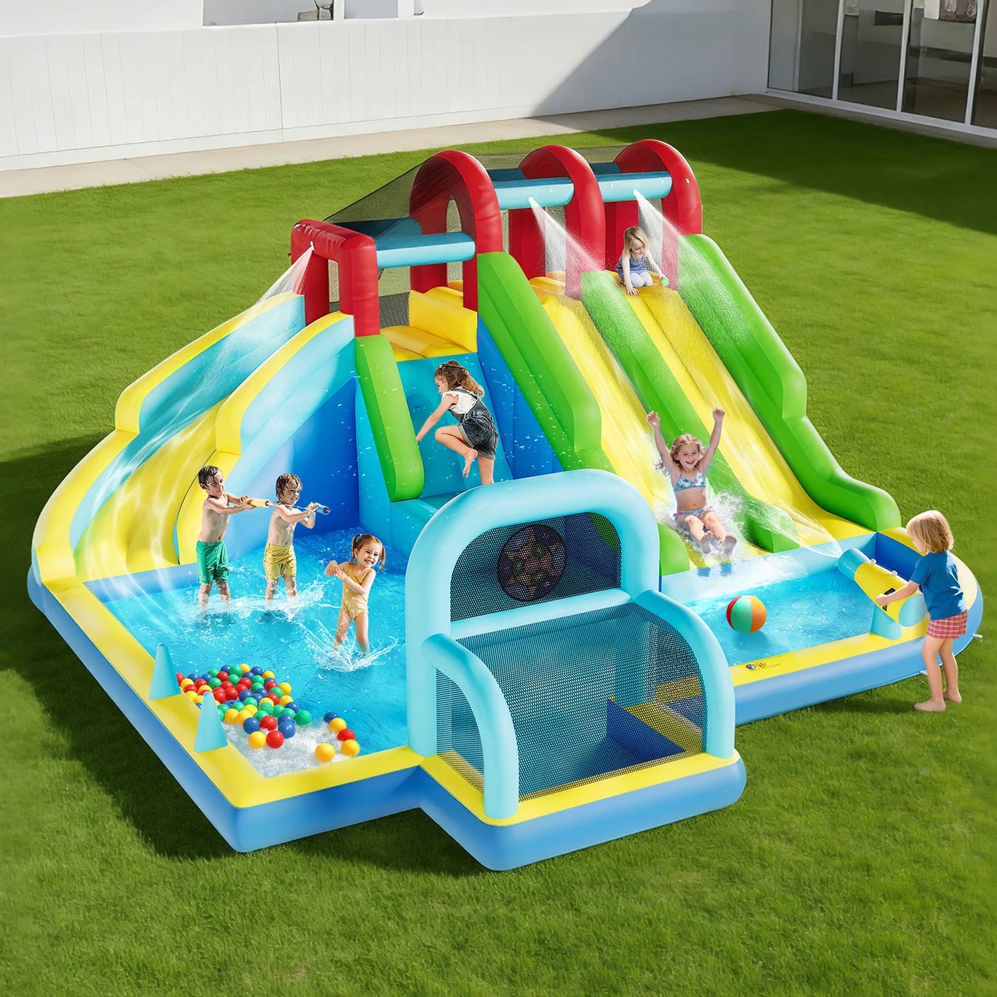 TWISTER.CK Inflatable Bounce House With Water Slides For Outdoor Fun