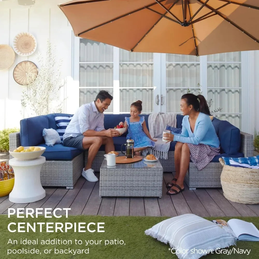 Outdoor Modular Wicker Patio Sectional Set With Pillows Cover Included