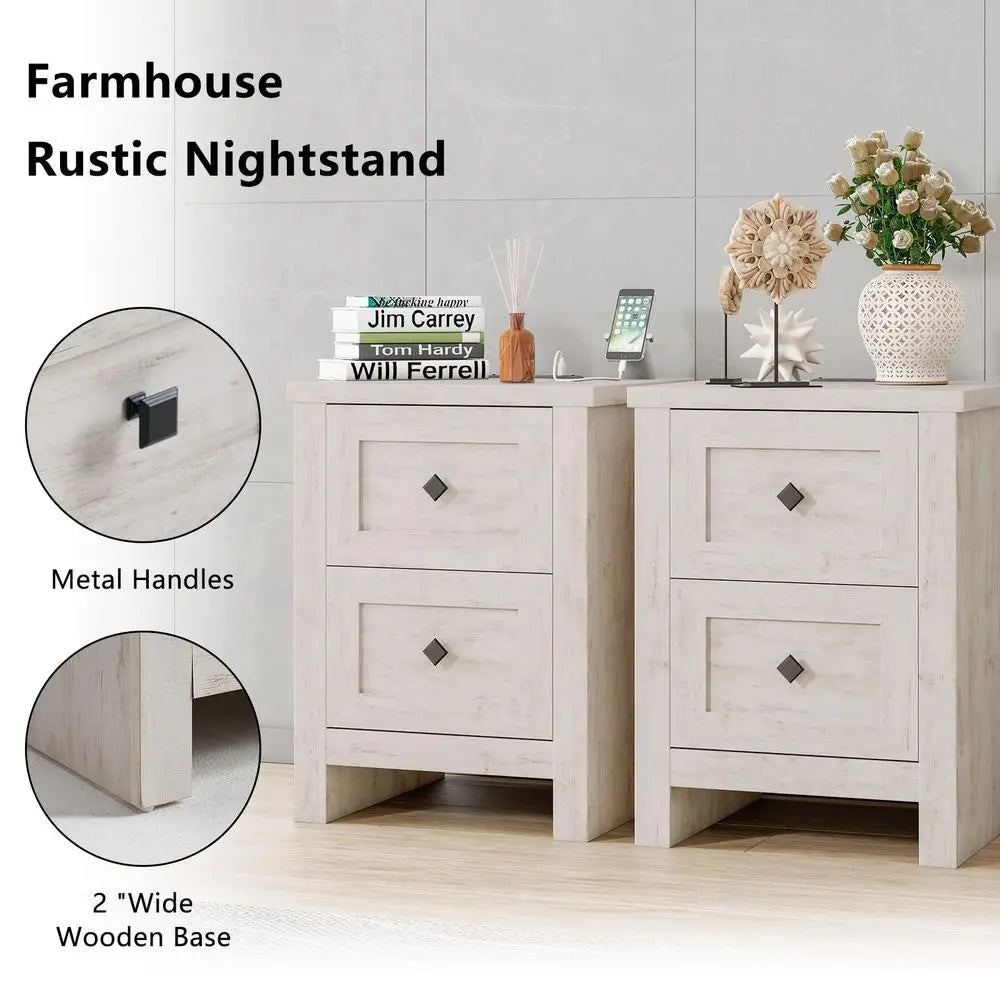 4 Piece Rustic Farmhouse Bedroom Set With Dresser And Nightstands