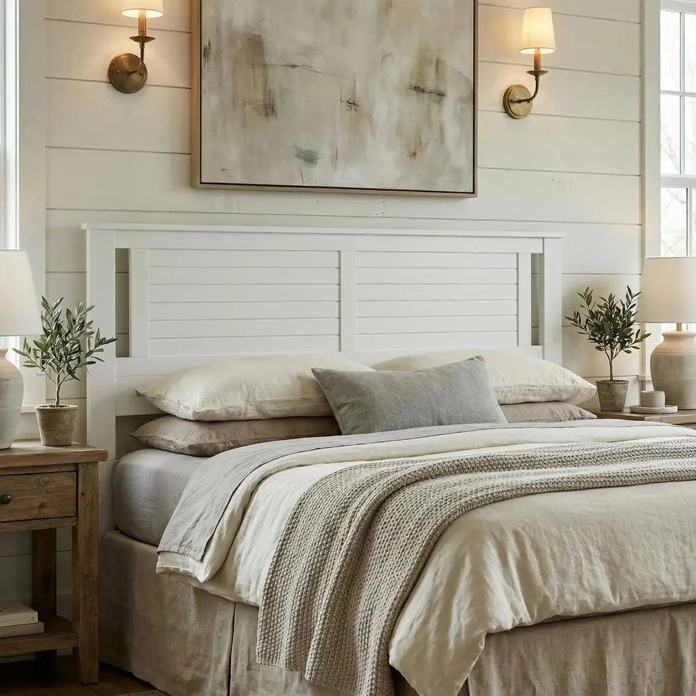 Serene Solid Wood Headboard With Horizontal Scoring