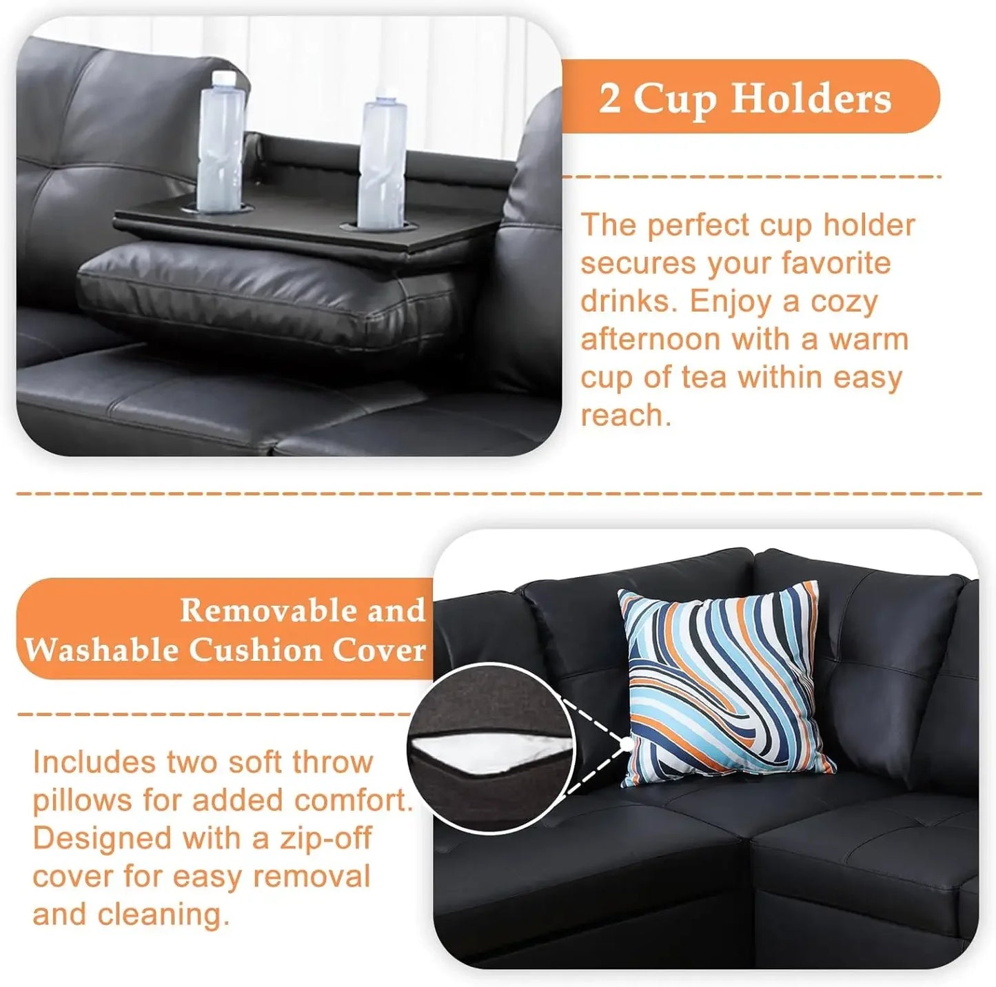 Modern Sectional Sofa With Chaise Lounge And Ottoman