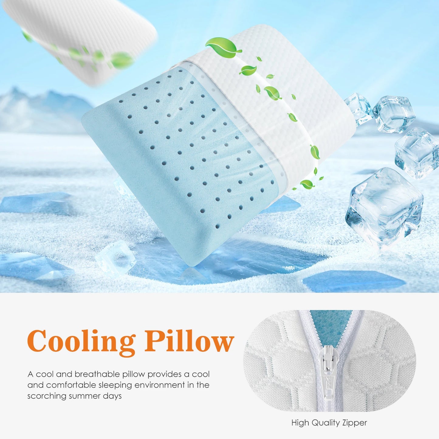 JHK Memory Foam Neck Pillow Ventilated Cooling With Removable Washable Cover