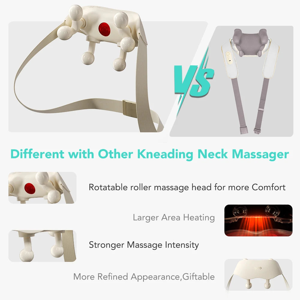 SKG Neck Massager With Heat 6D Portable Deep Tissue Cordless