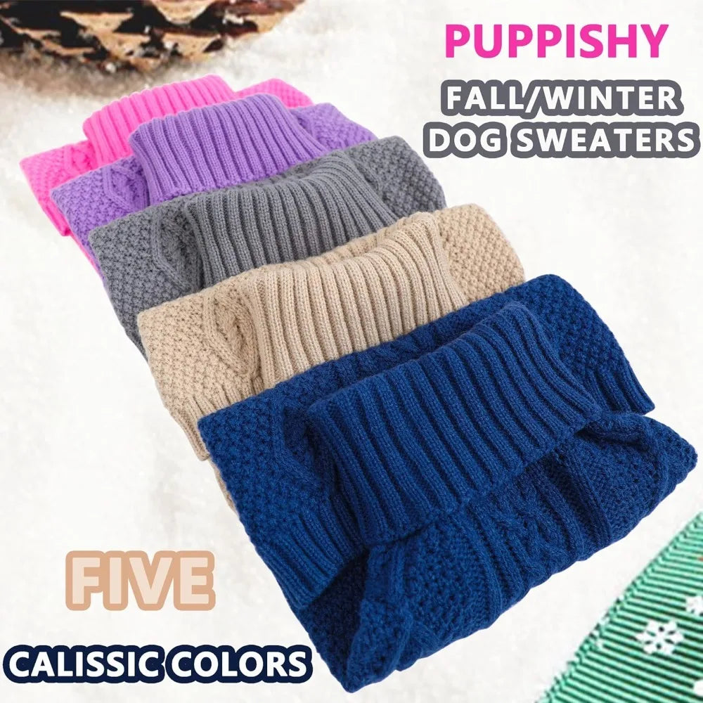 Dog Winter Turtleneck Sweater Pullover For Dogs And Cats