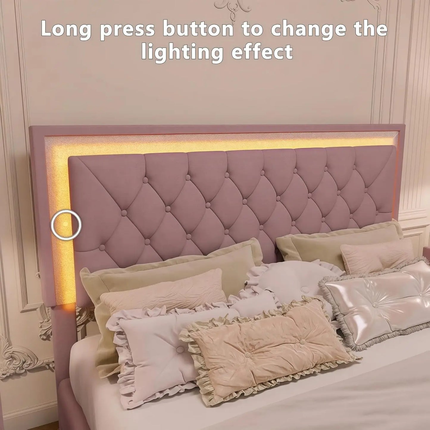 3 Piece Bedroom Set With LED Lights And Nightstands