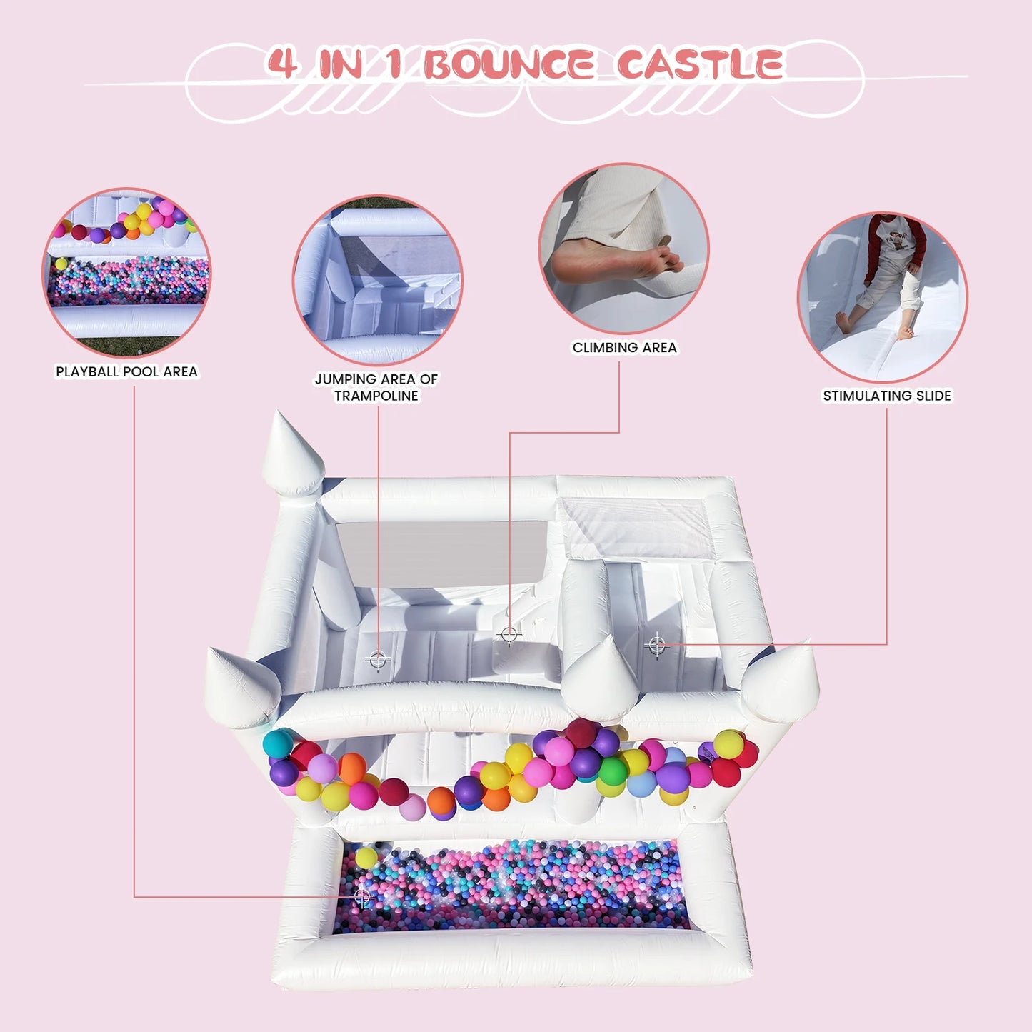 RTS Inflatable Commercial PVC Bounce House Wedding Castle All Ages