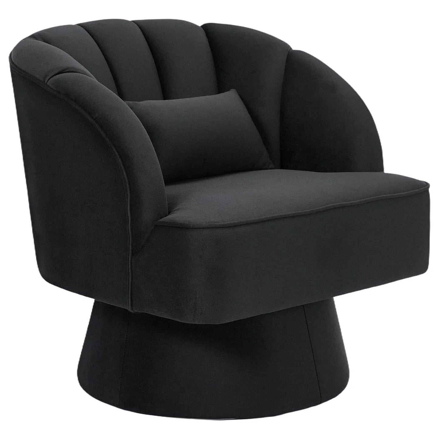 HiMISS Ultra Plush Velvet Barrel Lounge Chair With Striped Backrest