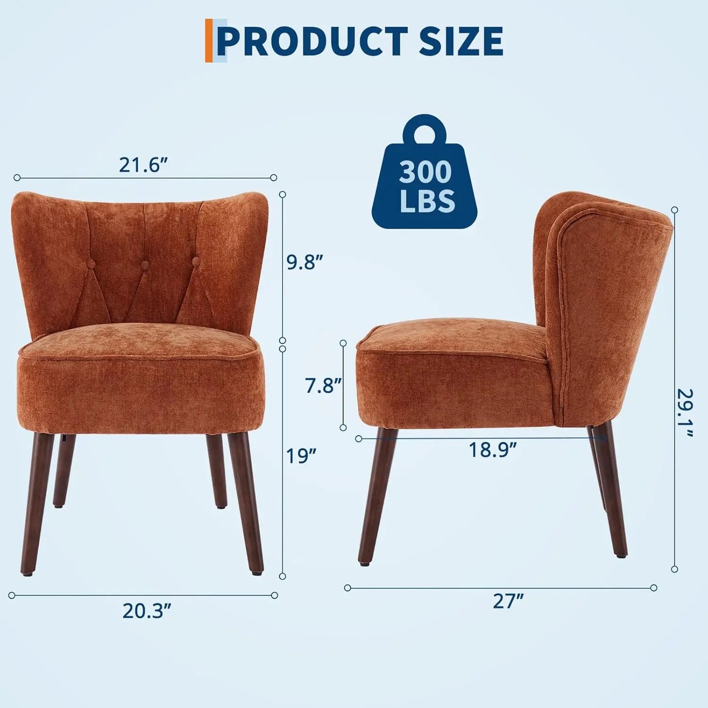 HiMISS Modern Accent Chair Upholstered Lounge Armchair With Wood Legs