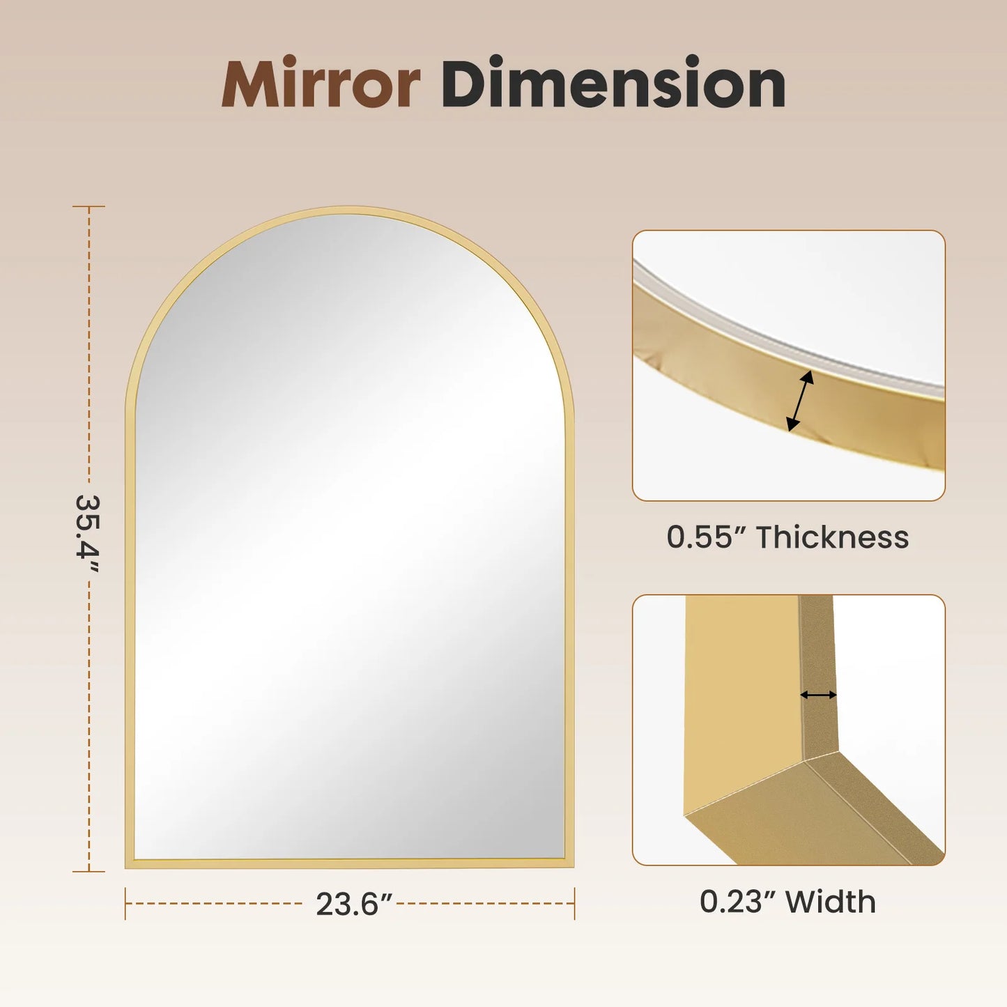 JHK Arched Framed Bathroom Mirror For Wall Decoration Modern Home