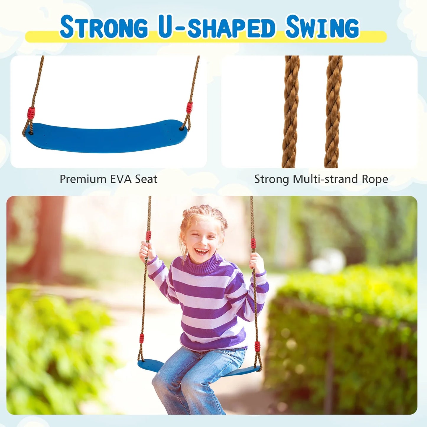 Unbrand 3 In 1 Kids Swing Set With Belt SwingFrame