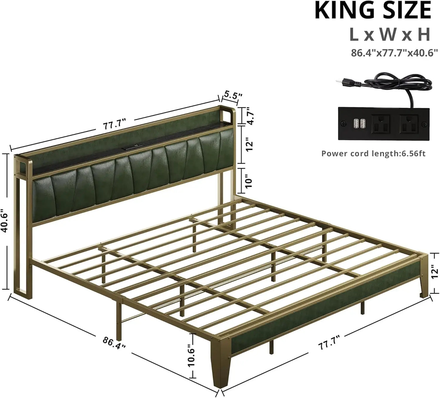 LIKIMIO Bed Frame With Storage Headboard And Charging Station
