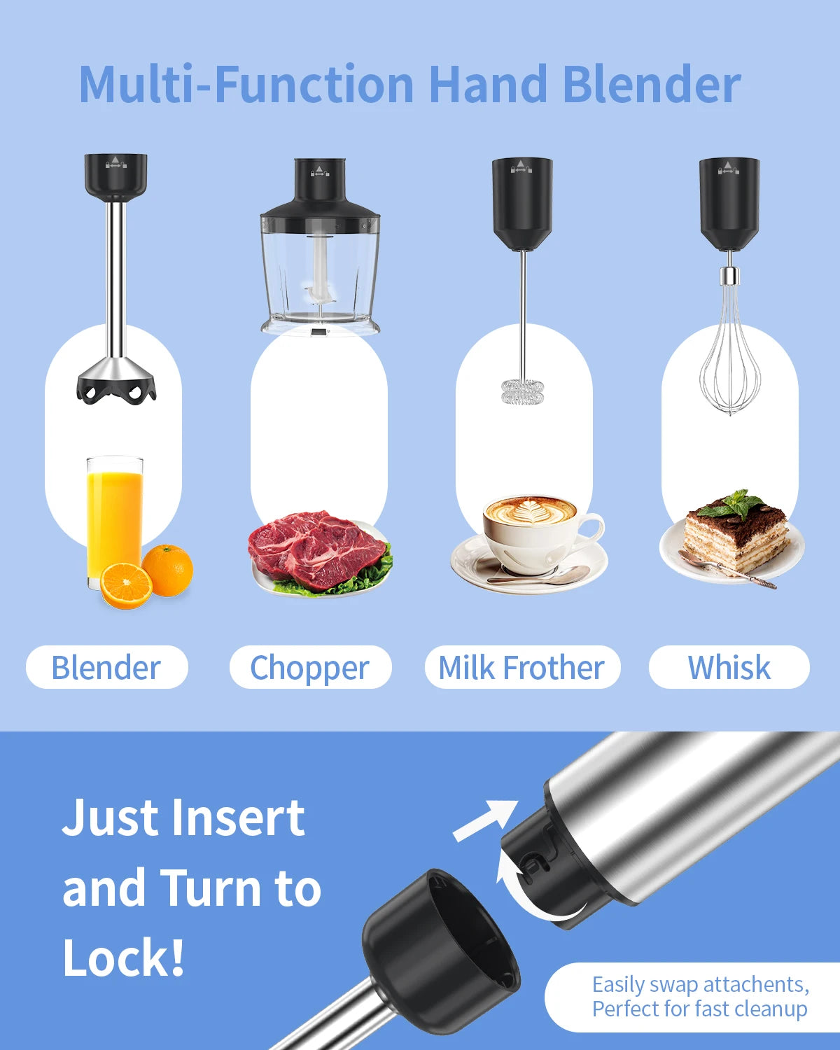 ZHIYU 1000W Immersion Handheld Blender 5 In 1 Kitchen Set