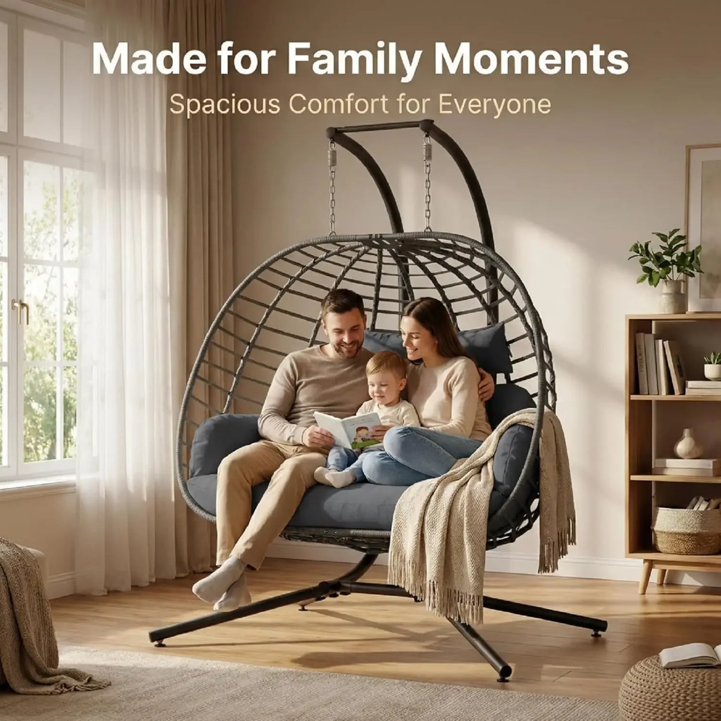 Double Egg Swing Chair Stand For Patio Two Person Hammock
