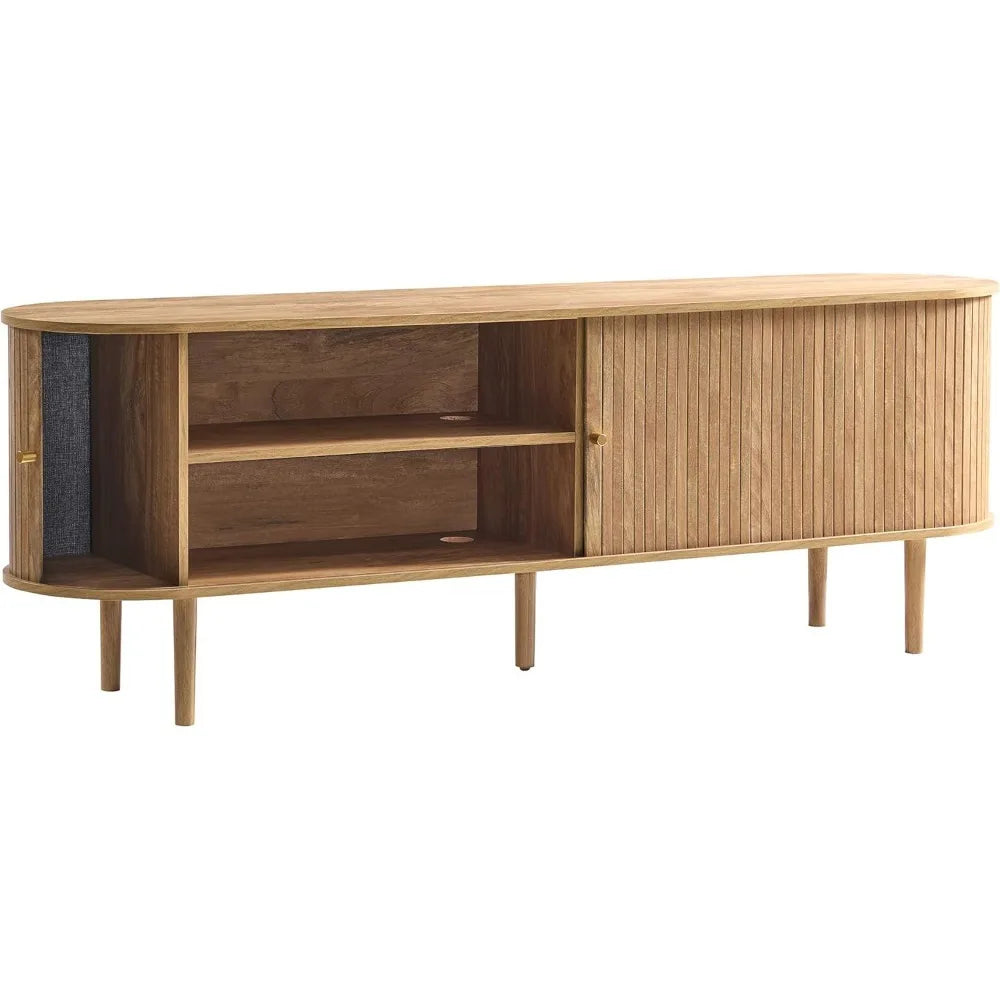 Mid Century Modern Wood TV Stand With Storage Console