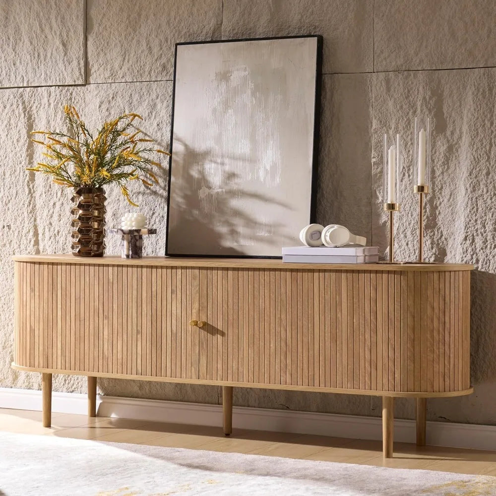 Mid Century Modern Wood TV Stand With Storage Console