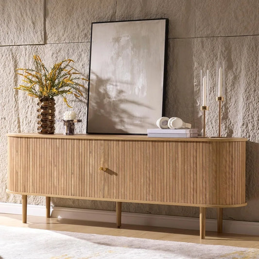 Mid Century Modern Wood TV Stand With Storage Console