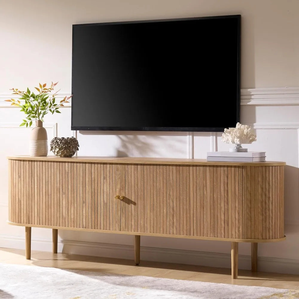 Mid Century Modern Wood TV Stand With Storage Console