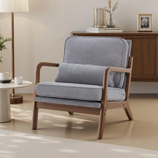 JHK Mid Century Modern Chair With Wooden Frame And Arms