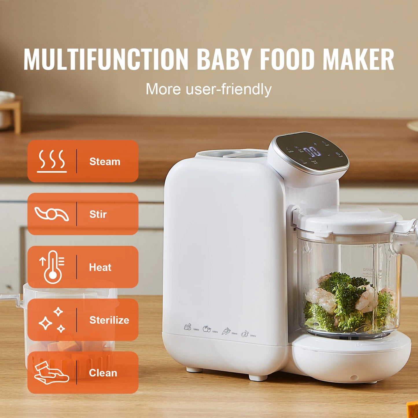 VEVOR SucceBuy Baby Food Maker 5 in 1 Blender Steamer