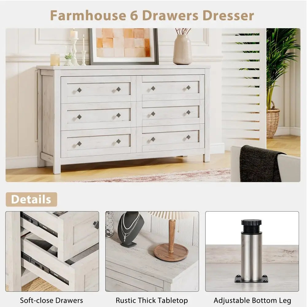 4 Piece Rustic Farmhouse Bedroom Set With Dresser And Nightstands