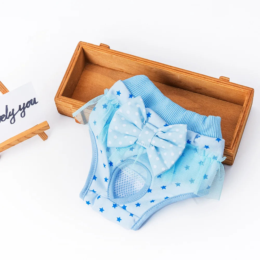 Dog Physiological Panties Washable Cotton Female Princess Bow Pet Underwear