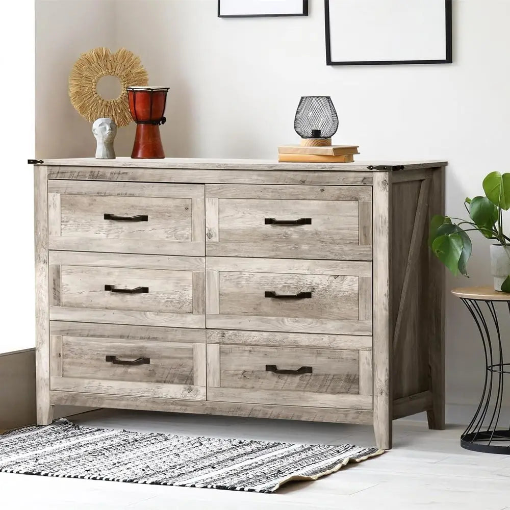 Farmhouse 4-Piece Dresser Set With 6-Drawer Dresser, 4-Drawer Chest, Nightstands