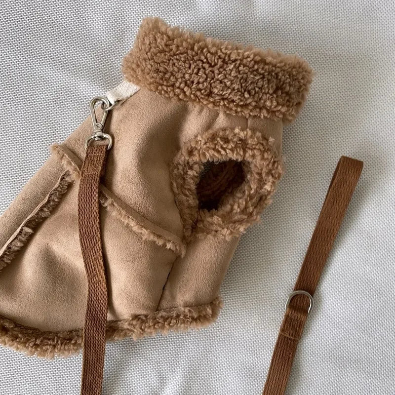 Winter Fleece Dog Vest Traction Warm Coat For Pets