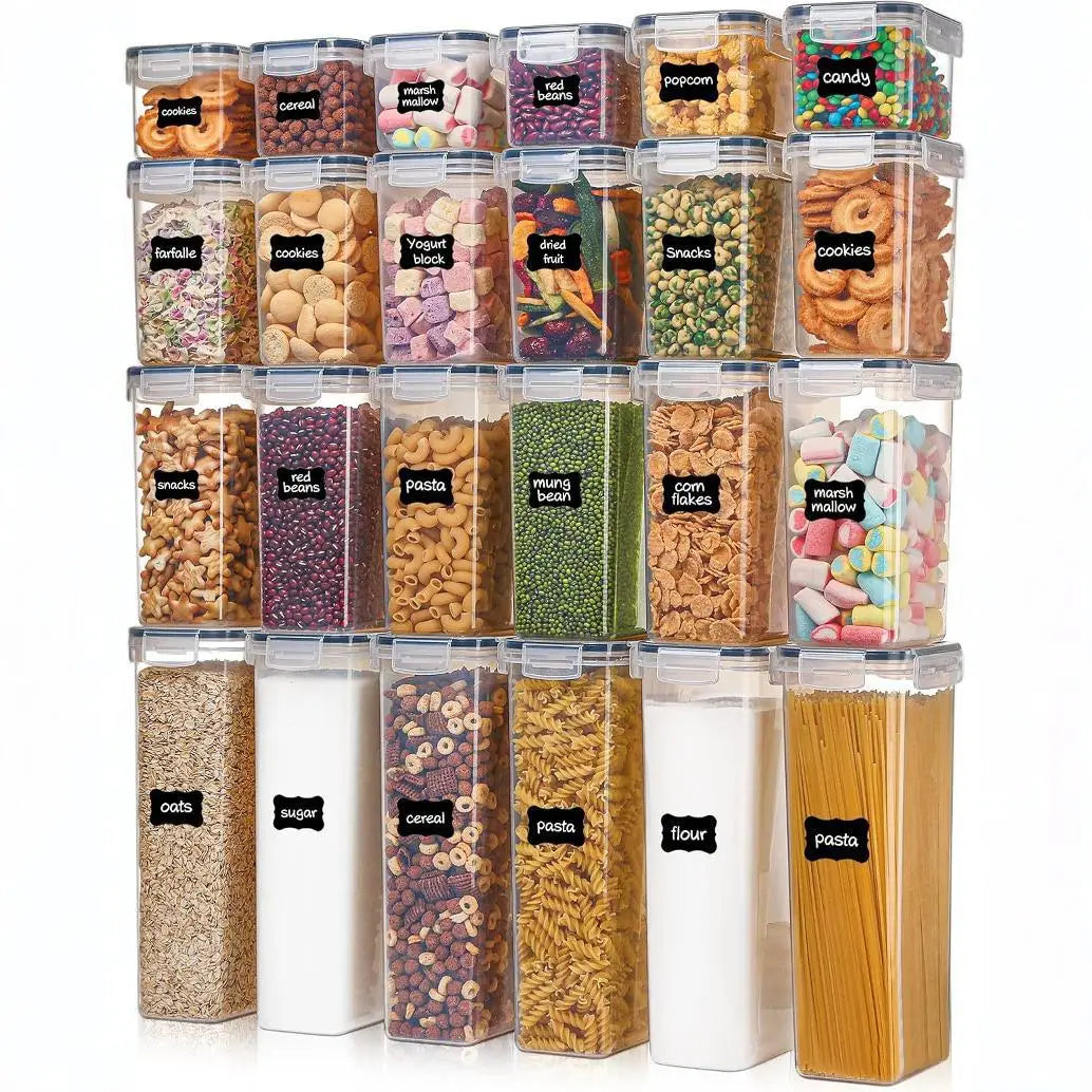 24 Piece Moisture Proof Airtight Food Storage Containers Dishwasher Safe Labels