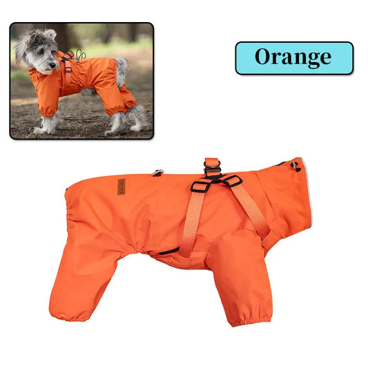 Dog Raincoat With Harness Waterproof Jacket Reflective Overalls