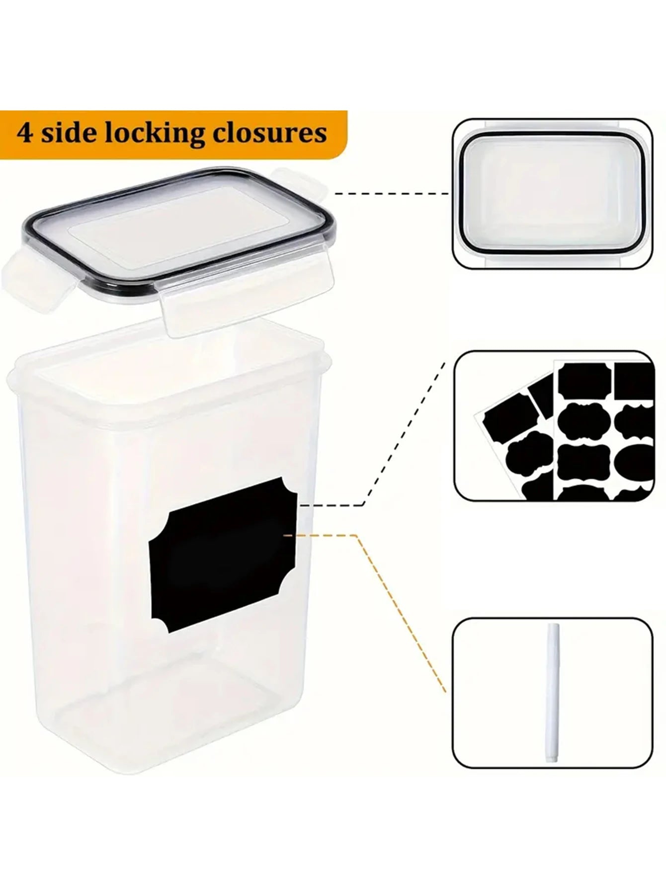 Airtight Food Storage Containers Set With Labels, 24 Pieces