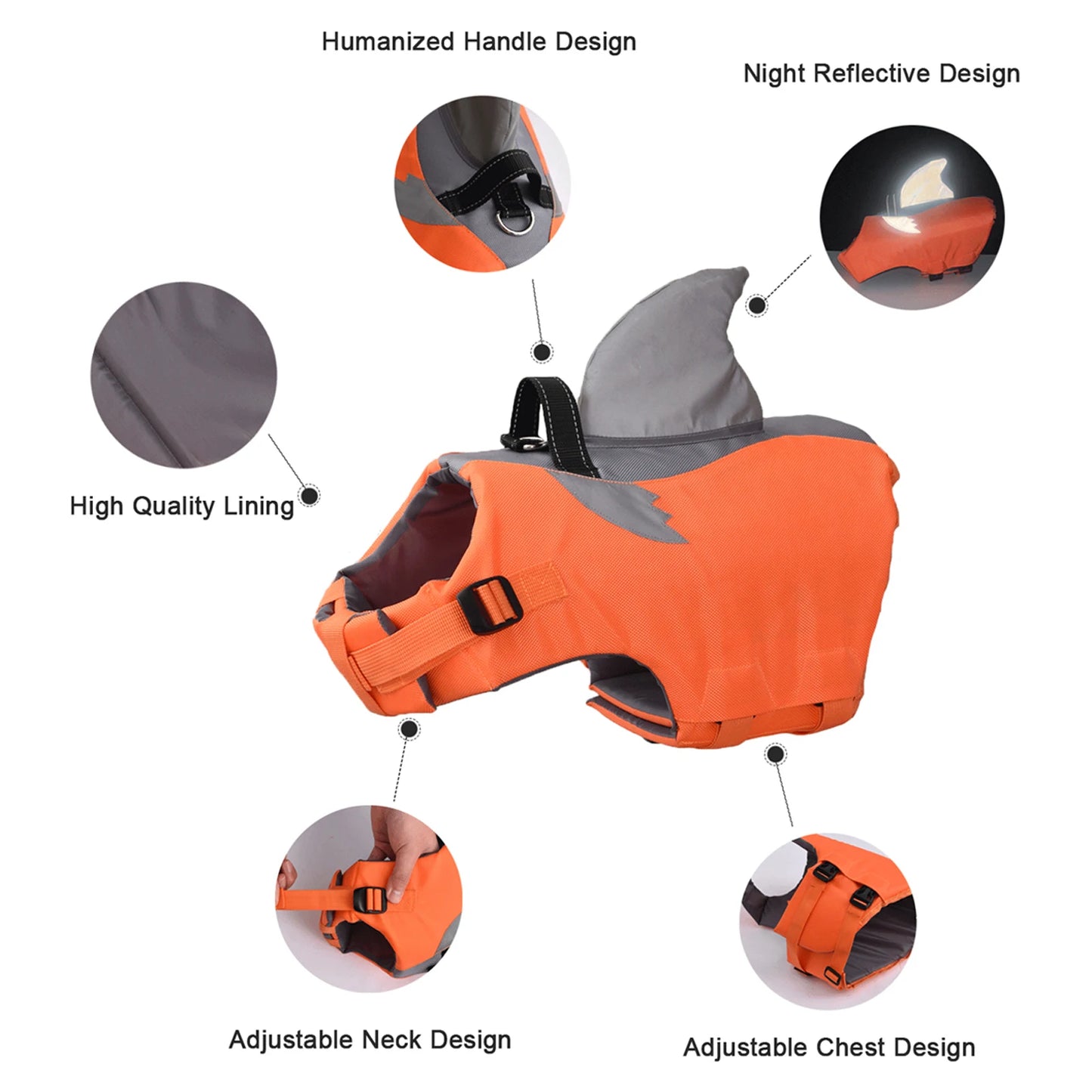 WANGUPET High Buoyancy Dog Life Jacket With Rescue Handle