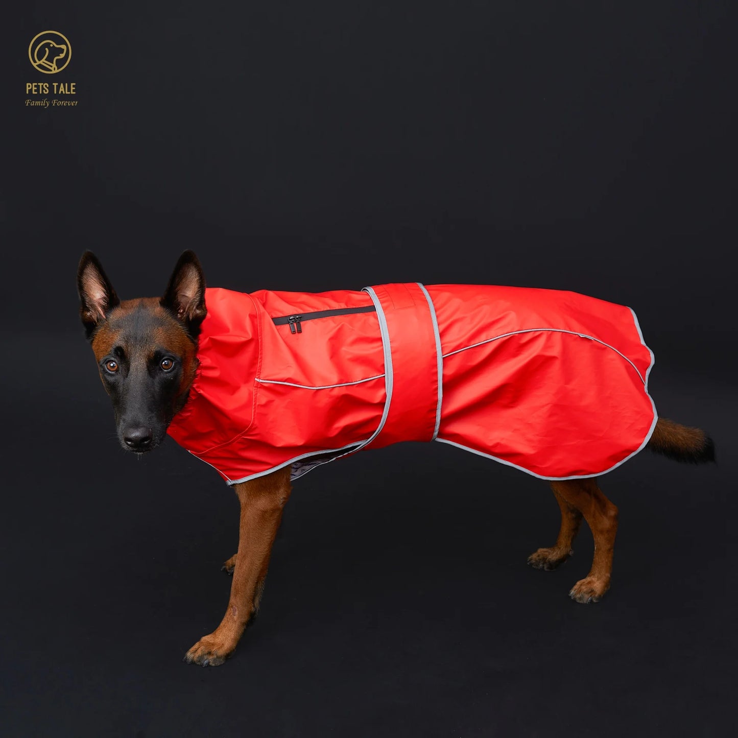 Waterproof Dog Raincoat With Reflective Strips And Adjustable Hood