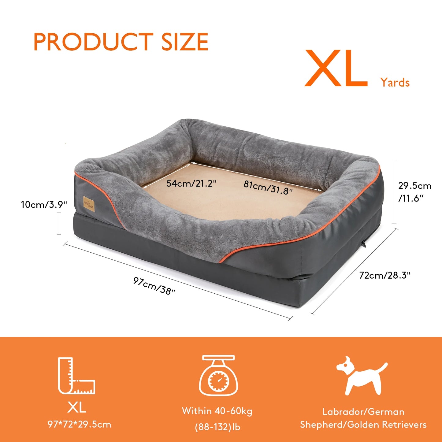 BINGOPAW Orthopedic Dog Bed Memory Foam Quilted Bolstered Sofa