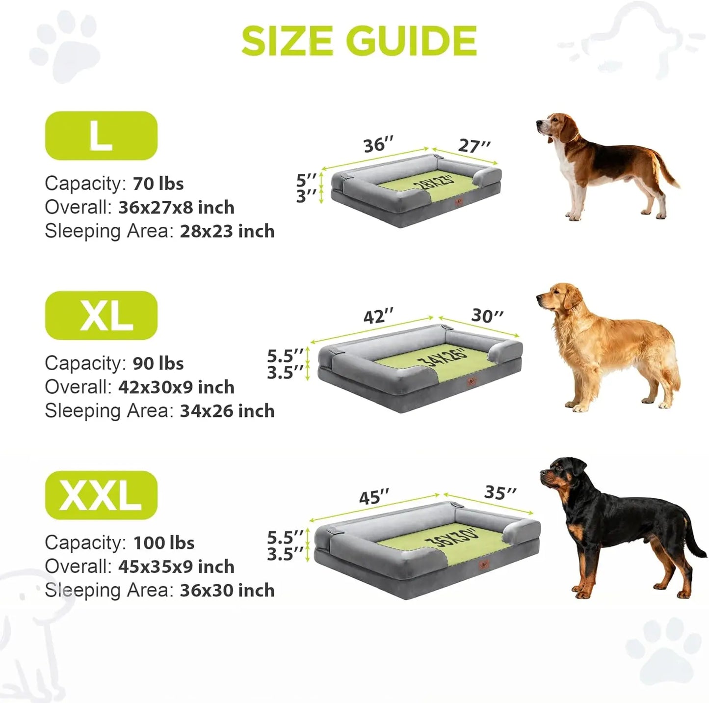 Orthopedic Dog Bed Waterproof Memory Foam With Washable Cover