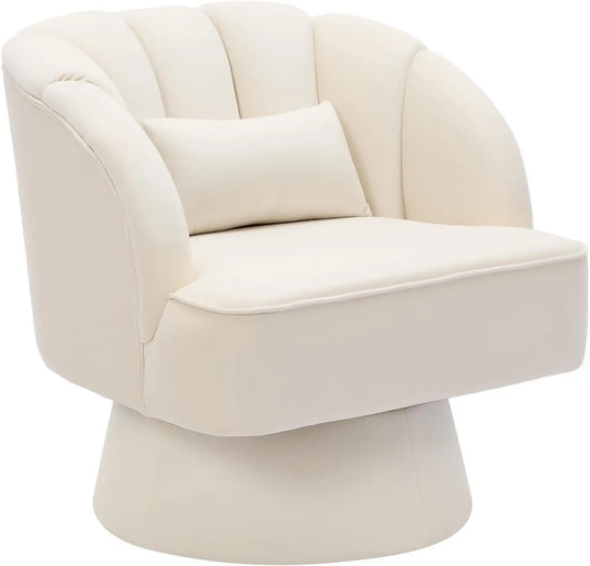 HiMISS Ultra Plush Velvet Barrel Lounge Chair With Striped Backrest