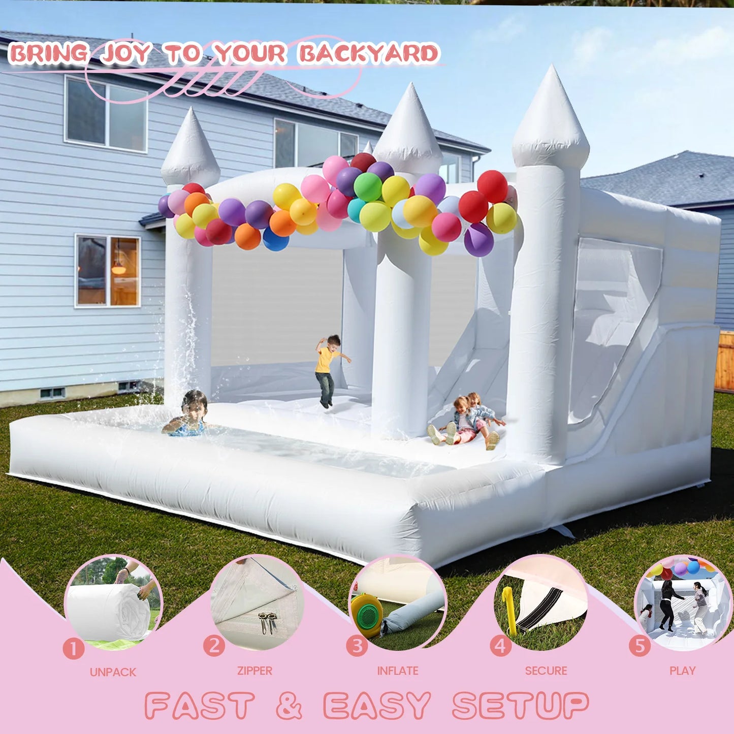 RTS Inflatable Commercial PVC Bounce House Wedding Castle All Ages