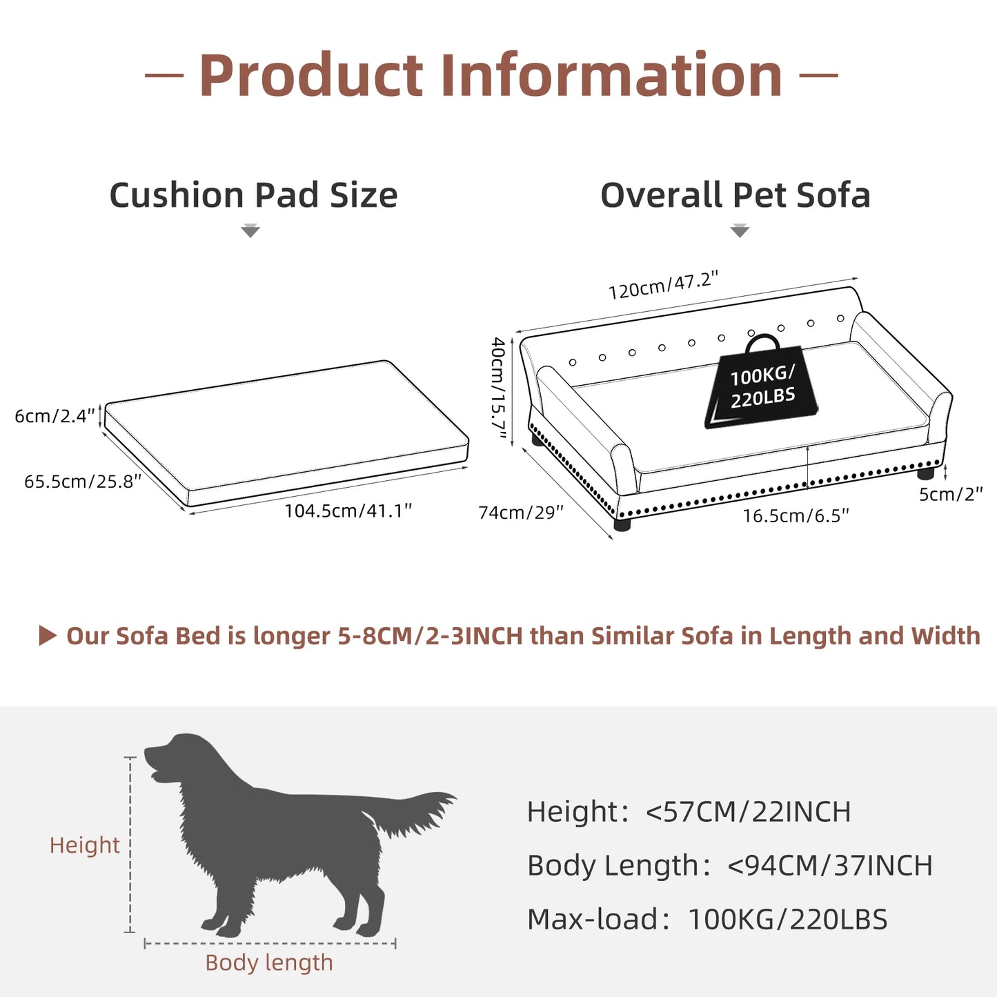 BINGOPAW Waterproof Sofa Bed For Dogs With Removable Cushion