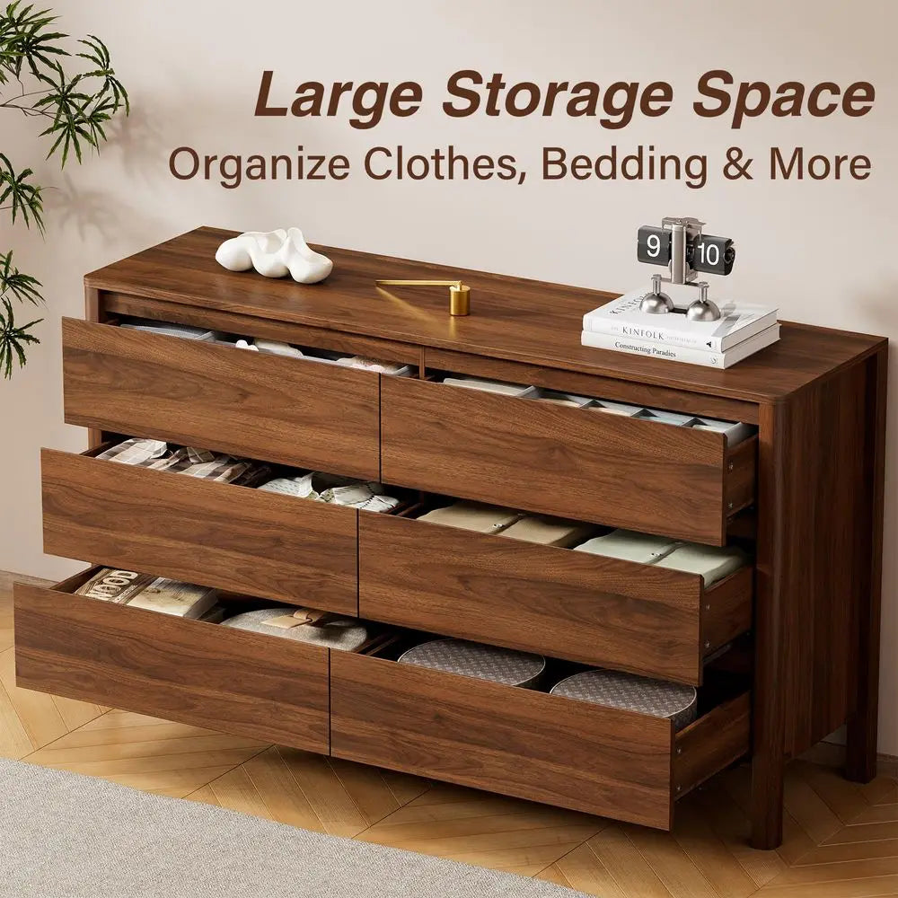 Walnut Mid Century Modern 3 Piece Bedroom Set With Dresser And Nightstands