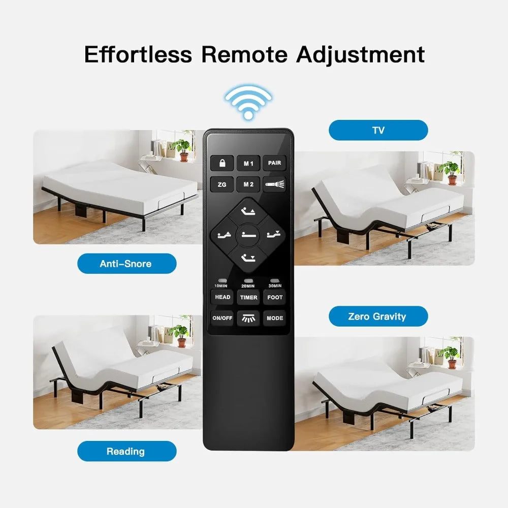 Adjustable Bed Frame With Massage And USB Ports And LED Under-Bed