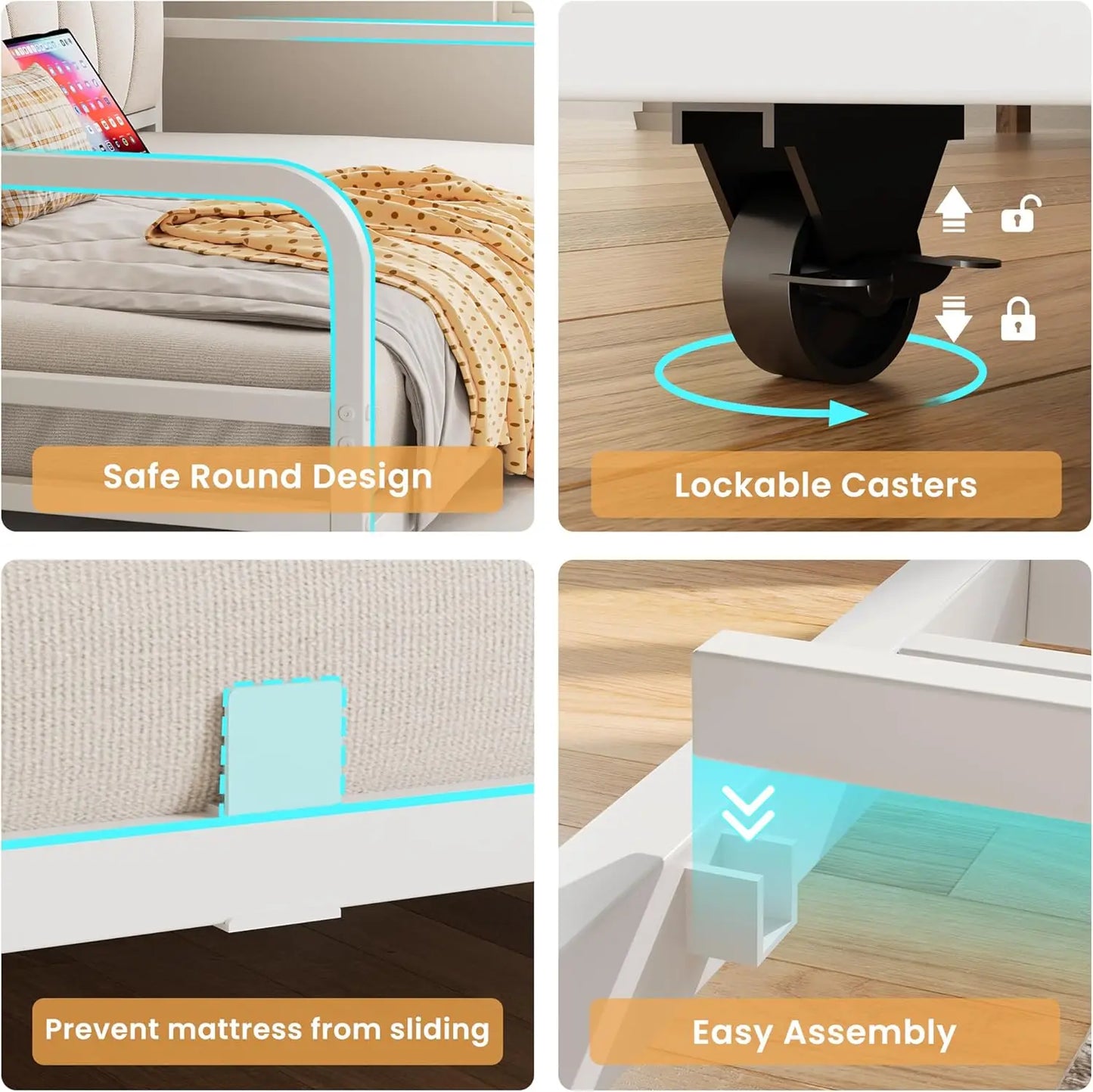 LIKIMIO Daybed With Trundle Bed And Upholstered Headboard Charging Station