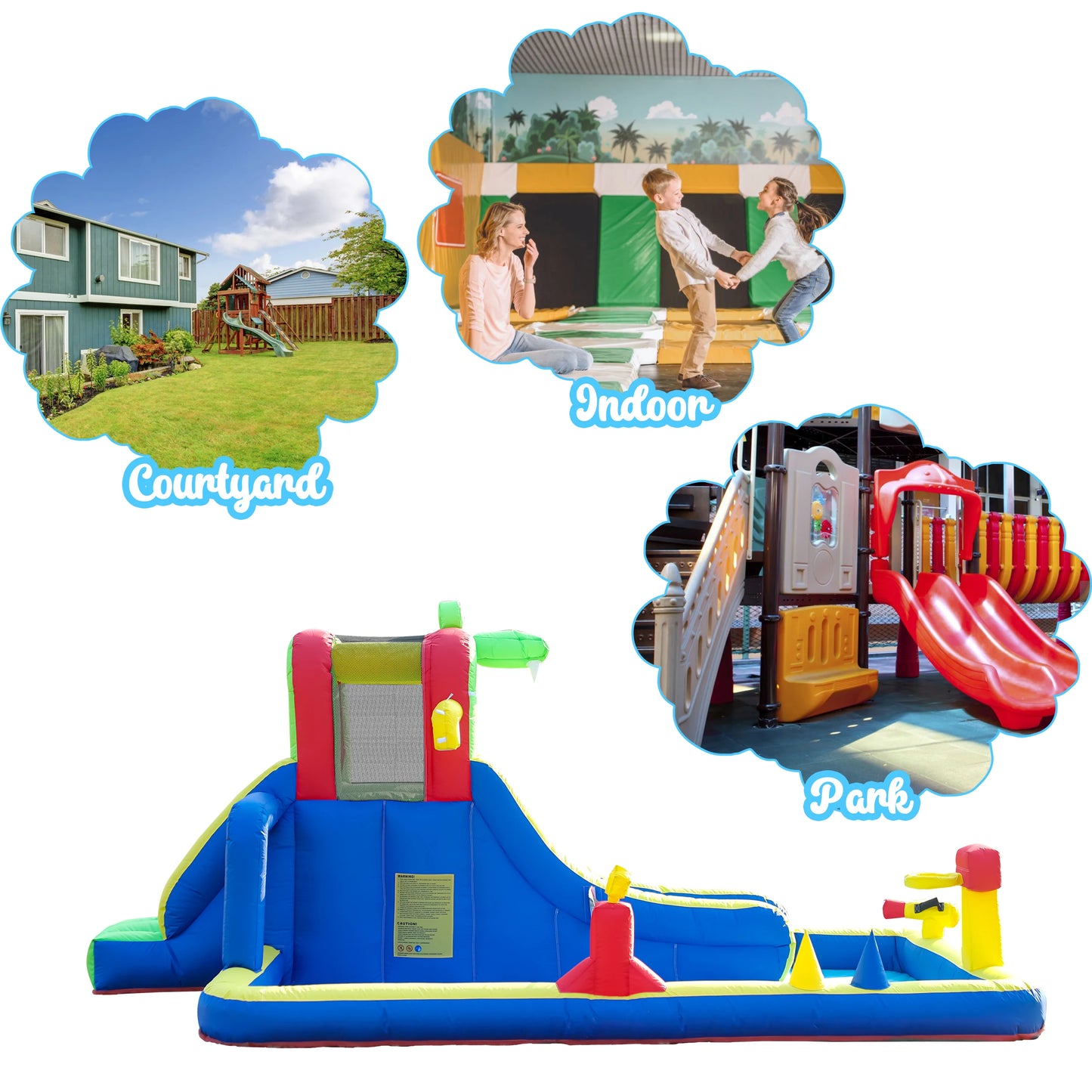 RTS Inflatable 8 In 1 Crocodile Water Park For Kids