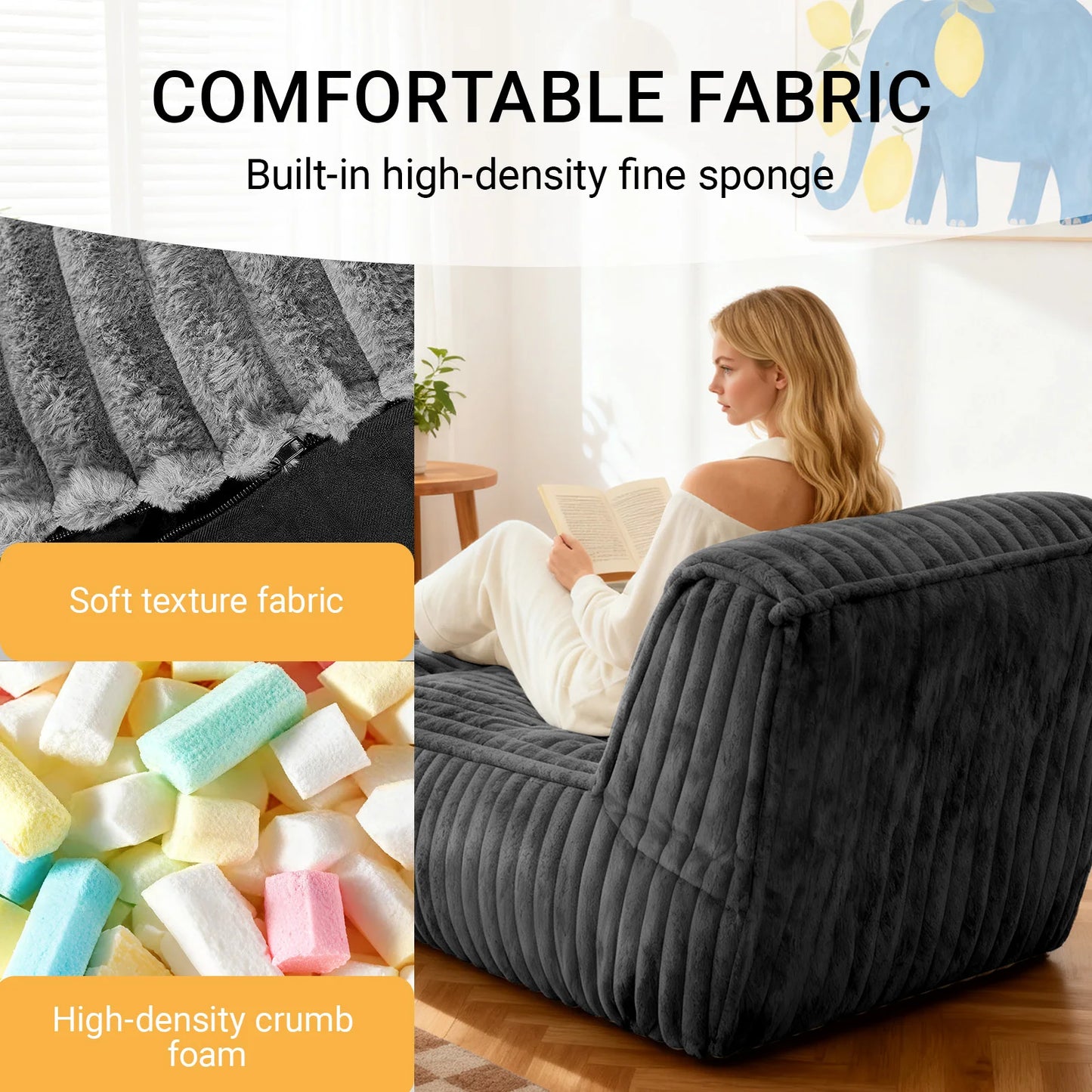 Corduroy Bean Bag Chair With Lumbar Support Convertible Sleeper