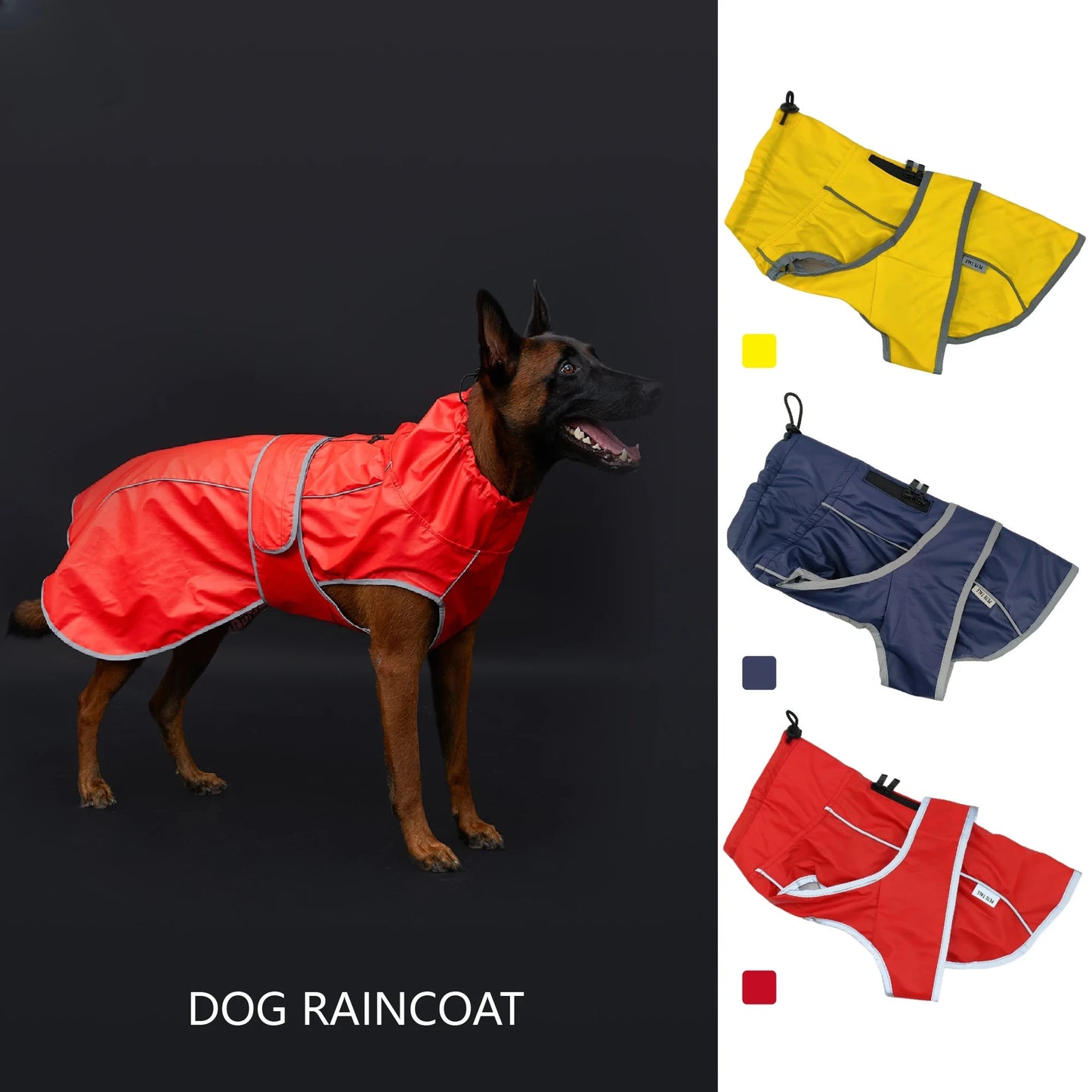 Waterproof Dog Raincoat With Reflective Strips And Adjustable Hood