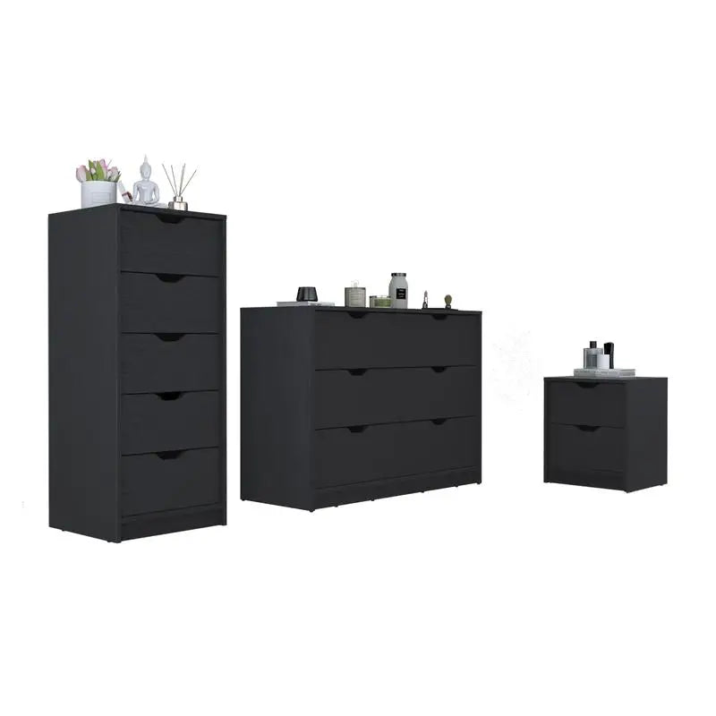 3 Piece Bedroom Furniture Set With Nightstand Dresser Bedside Table