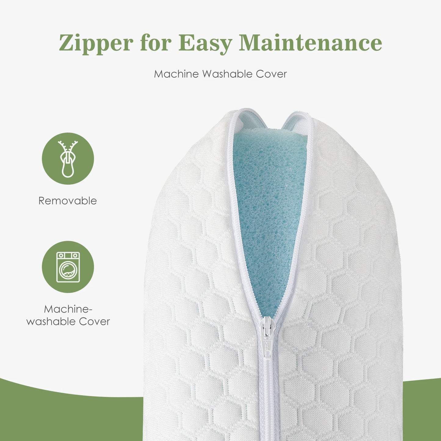 JHK Memory Foam Neck Pillow Ventilated Cooling With Removable Washable Cover