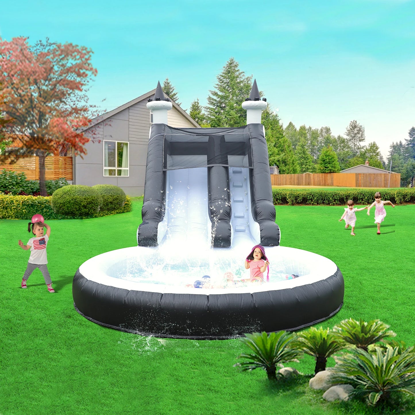 King Inflatable Water Slide With Pool For Outdoor Play